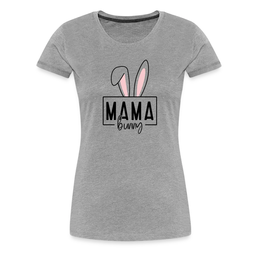 Personalisiertes T-Shirt für Frauen mit Osterhasen Ohren und "Mama Bunny" für Ostern - in vielen Farben und Größen - Motiv und Text individualisierbar - Grau meliert