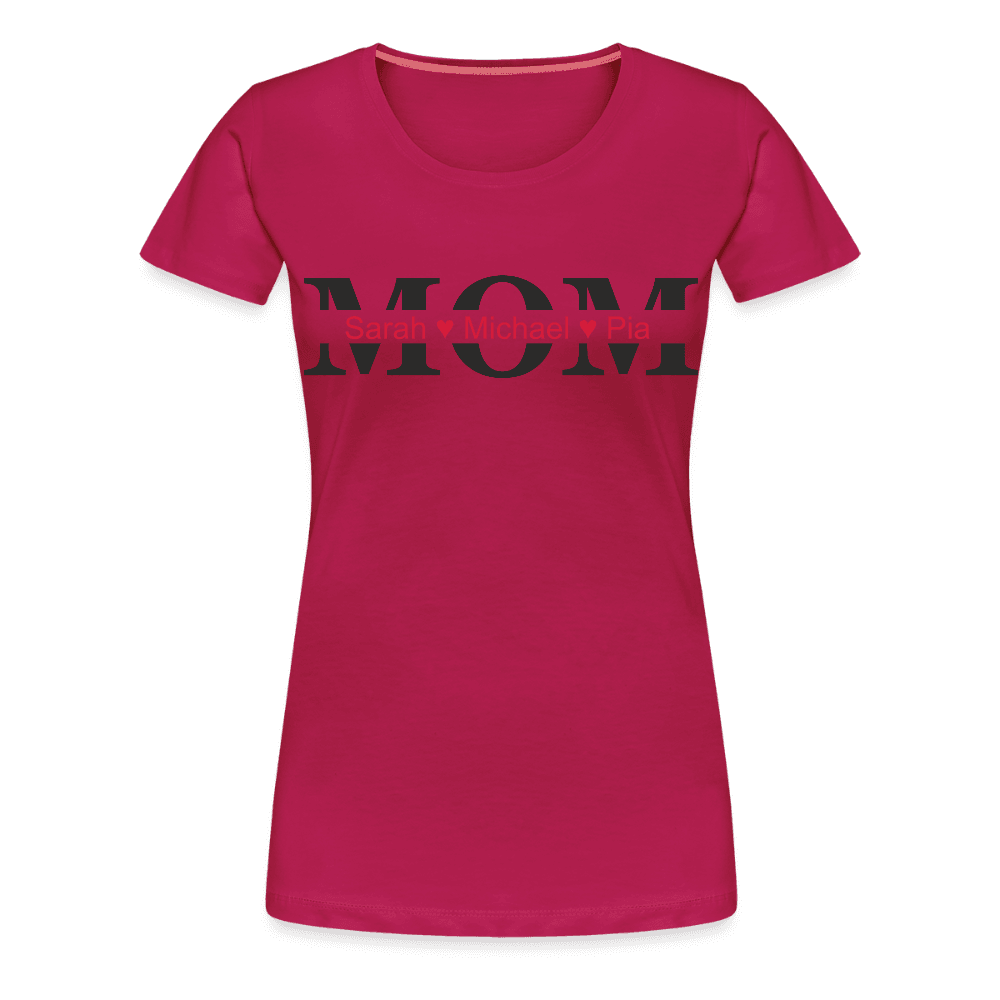 happy-prints.eu - Personalisiertes Frauen Premium T-Shirt mit MOM und Namen der Kinder und Herz - Motiv und Text adaptierbar