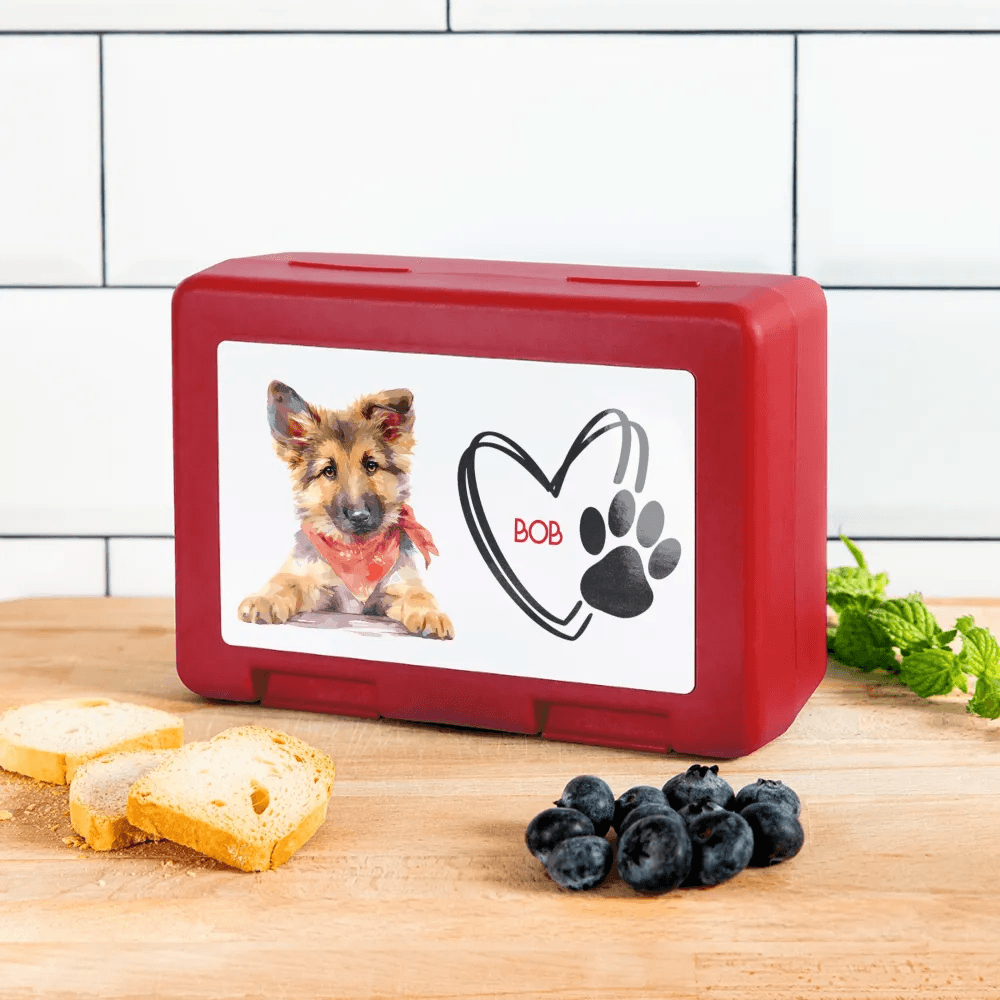 happy-prints.eu - Personalisierter Behälter für Hunde Leckerlis - Motiv und Text veränderbar - Bild des eigenen Hundes hochladbar