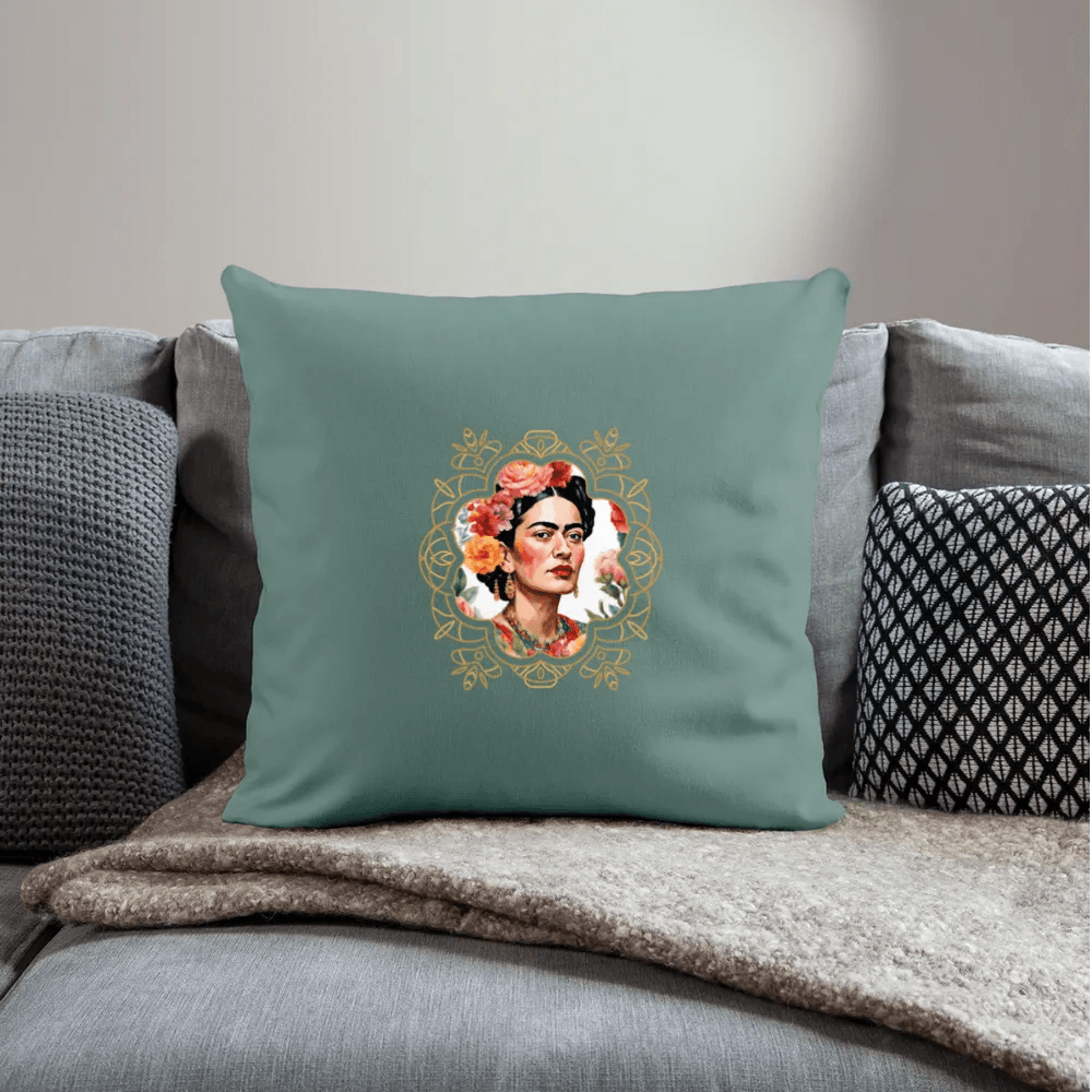 happy-prints.eu - Pesonalisiertes Sofakissen mit Füllung - Frida Kahlo modern interpretiert mit gold - tolle ergänzende Motive in dieser Serie - 44 x 44 cm - viele verschiedene Polsterfarben