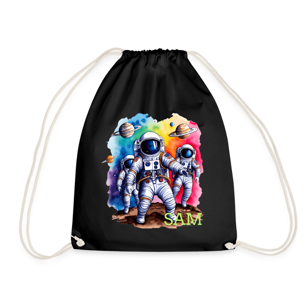 happy-prints.eu - Personalisierter Turnbeutel mit Astronauten und Name - Weltall Beutel für Kinder und Erwachsene - Text und Motiv easy änderbar