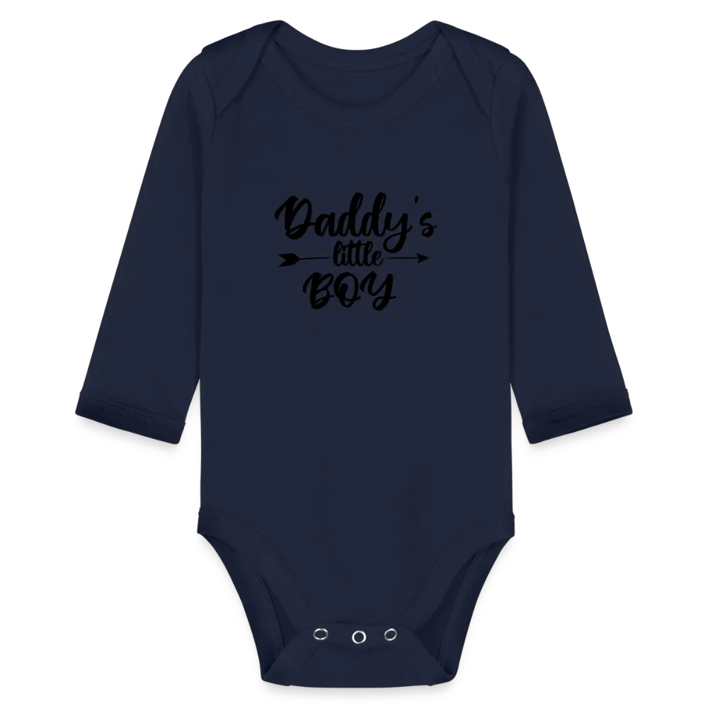 Personalisierter Jungen Baby Bio-Langarm-Body mit Spruch "Daddys little Boy" - 100% Bio Baumwolle - bis Größe 80 bzw. 12 Monate - in vielen Farben und Größen - Bild, Motiv und Text sind individualisierbar -