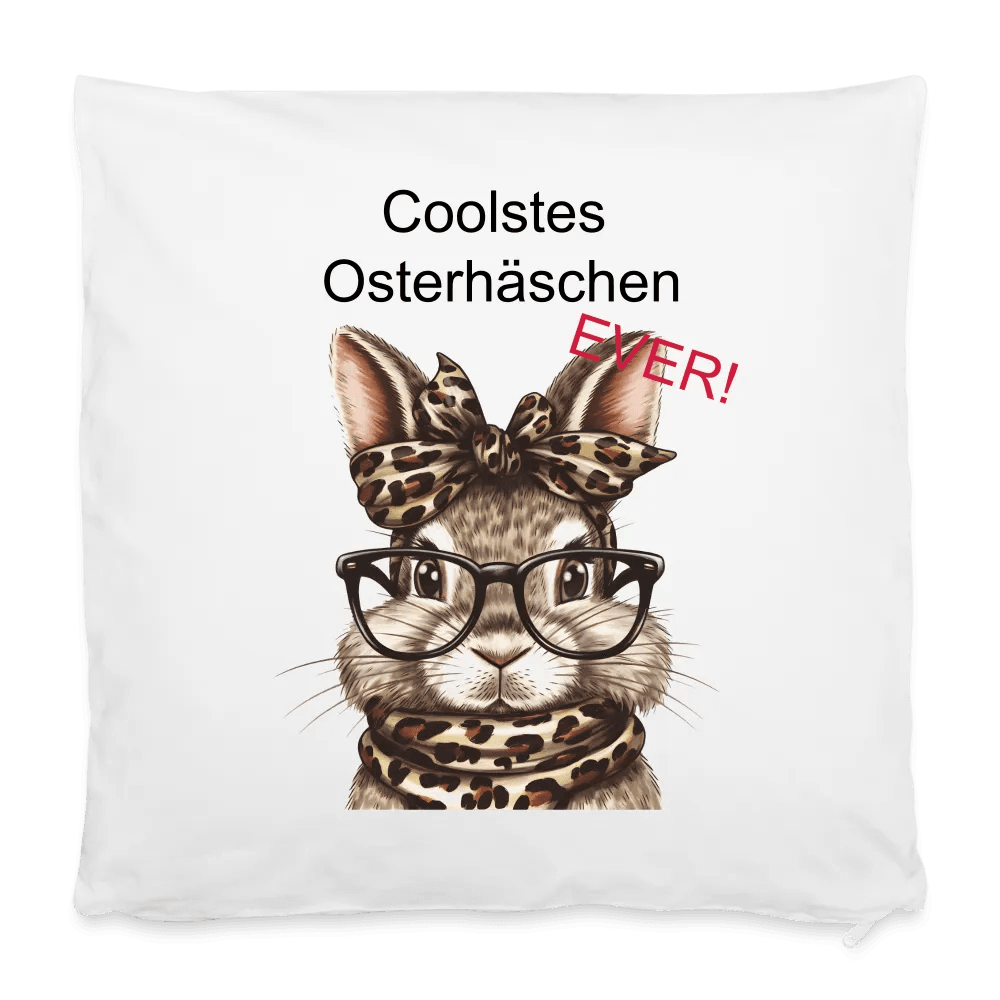 happy-prints.eu - Personalisierter Kissenbezug mit niedlichem Hasen im Leo Print - anpassbares Bild, Motiv und Text - 40 x 40 cm - 100% Baumwolle