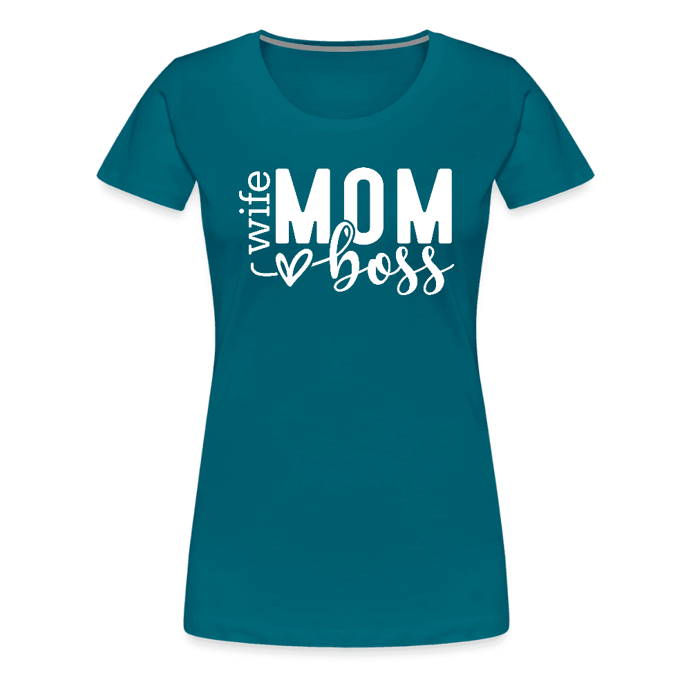happy-prints.eu - Frauen Premium T-Shirt zum Muttertag - Mom mit Herz - Motiv und Text easy anpassbar