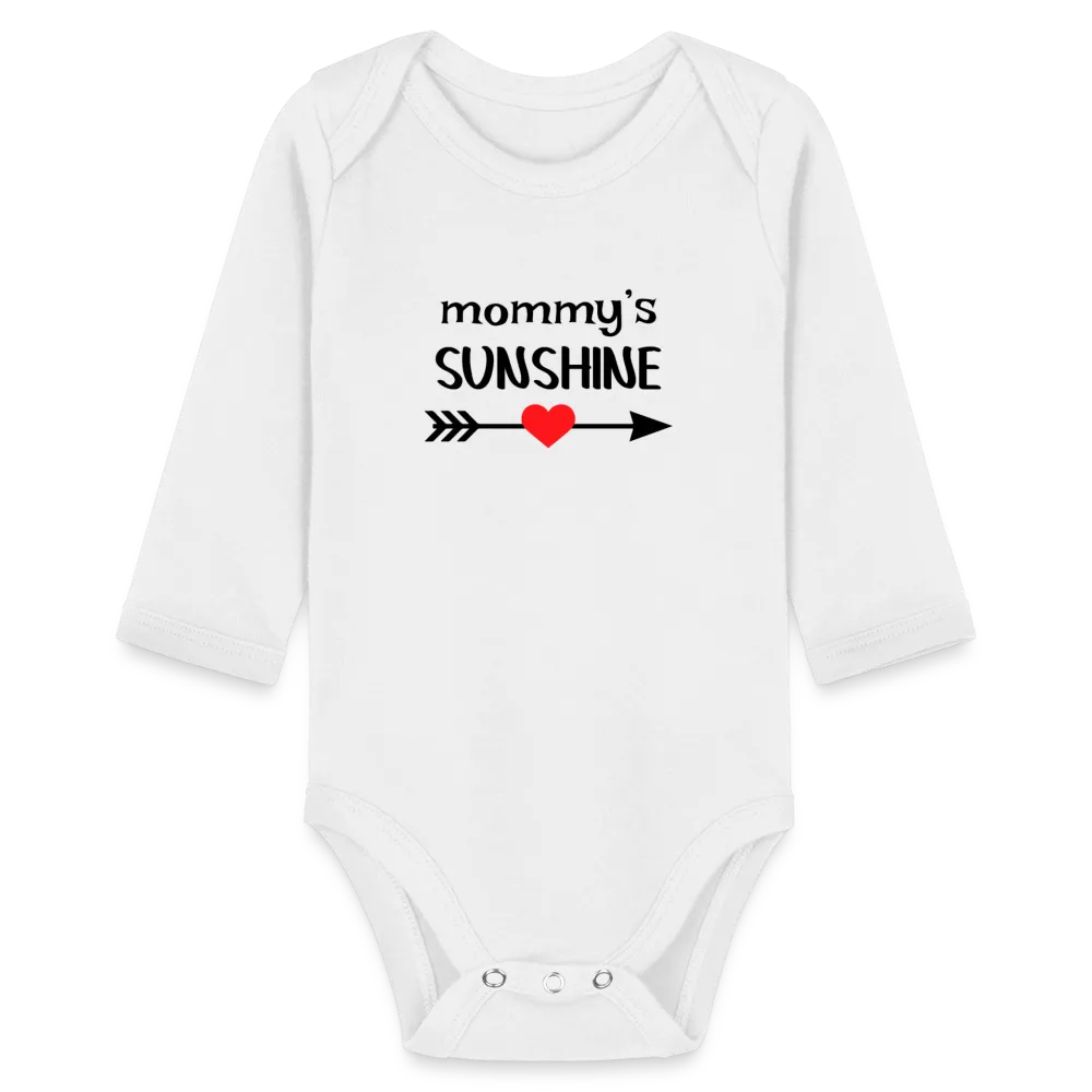 Personalisierter Unisex Baby Bio-Langarm-Body mit Spruch "Mommys sunshine" - 100% Bio Baumwolle - bis Größe 80 bzw. 12 Monate - in vielen Farben und Größen - Bild, Motiv und Text sind individualisierbar -