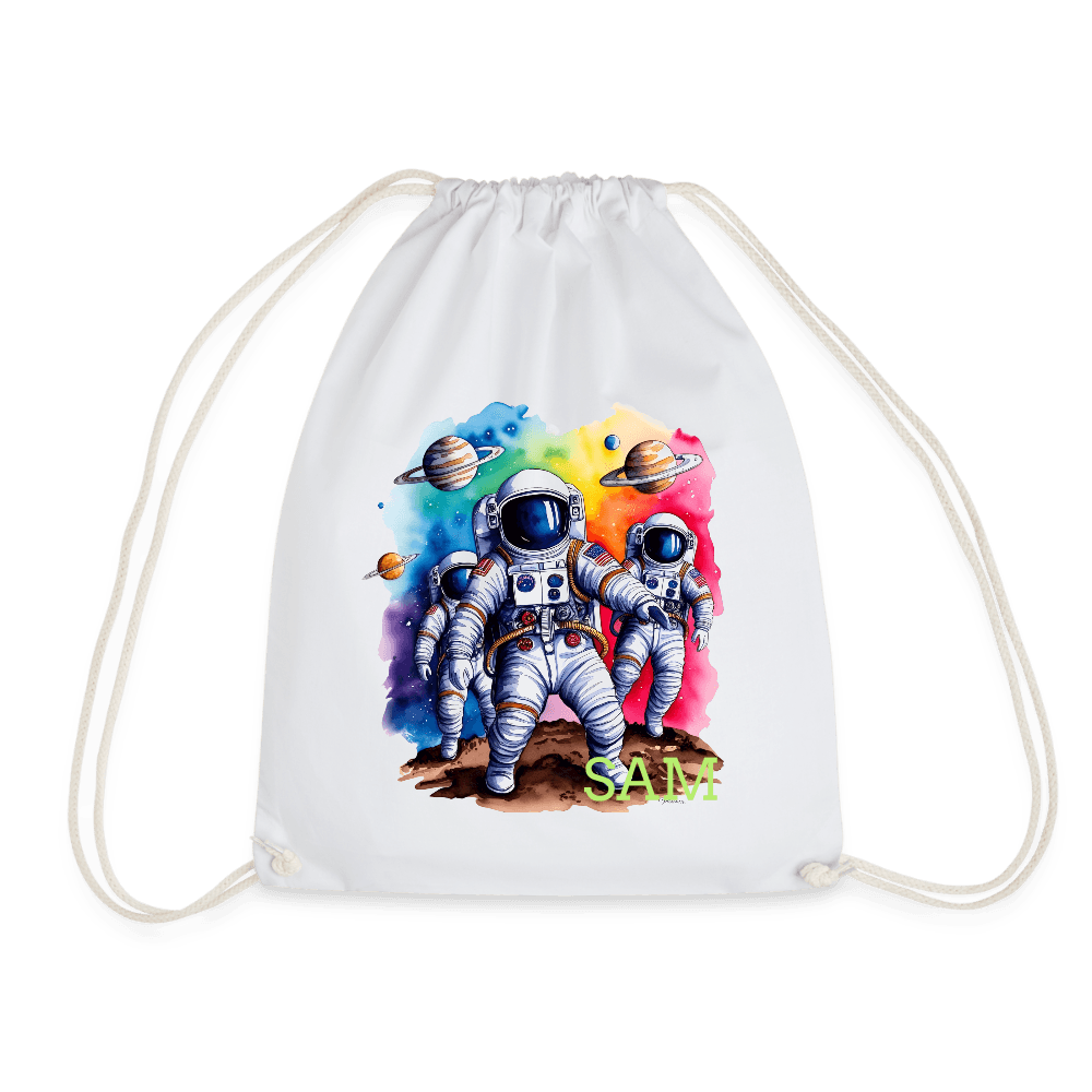 happy-prints.eu - Personalisierter Turnbeutel mit Astronauten und Name - Weltall Beutel für Kinder und Erwachsene - Text und Motiv easy änderbar