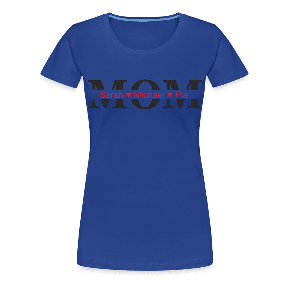 happy-prints.eu - Personalisiertes Frauen Premium T-Shirt mit MOM und Namen der Kinder und Herz - Motiv und Text adaptierbar