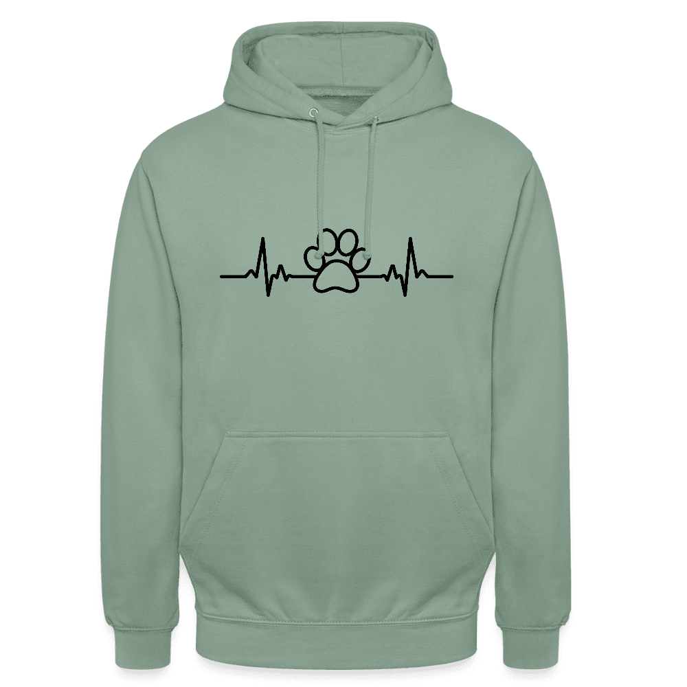 happy-prints.eu - Personalisierter Unisex Hoodie mit Hundepfote und Herzlinie - Heartbeat für Männer und Frauen - in vielen Farben und Größen