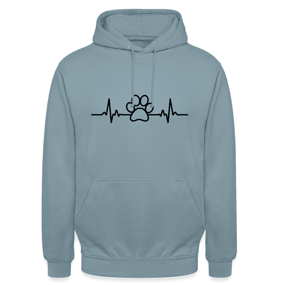 happy-prints.eu - Personalisierter Unisex Hoodie mit Hundepfote und Herzlinie - Heartbeat für Männer und Frauen - in vielen Farben und Größen