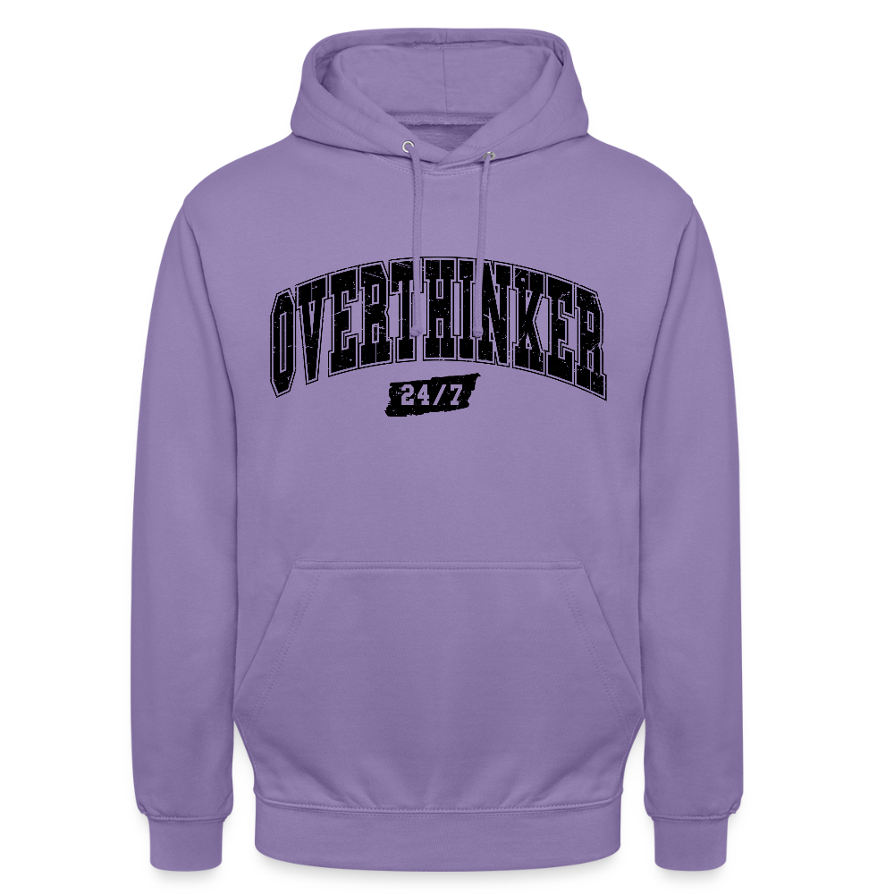 Personalisierter Unisex Hoodie für Damen und Herren mit Spruch "Overthinker" - Motiv und Text anpassbar - viele Größen und Farben - Lavendel