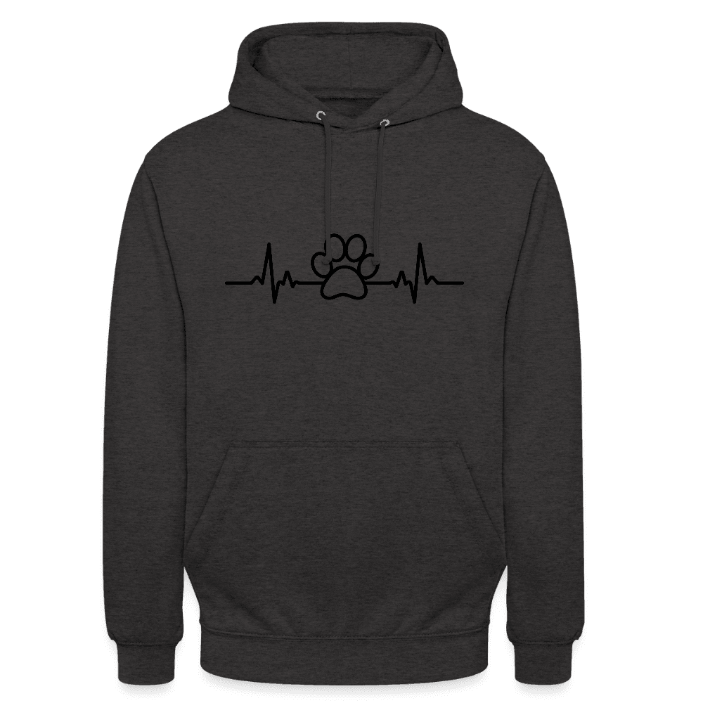 happy-prints.eu - Personalisierter Unisex Hoodie mit Hundepfote und Herzlinie - Heartbeat für Männer und Frauen - in vielen Farben und Größen