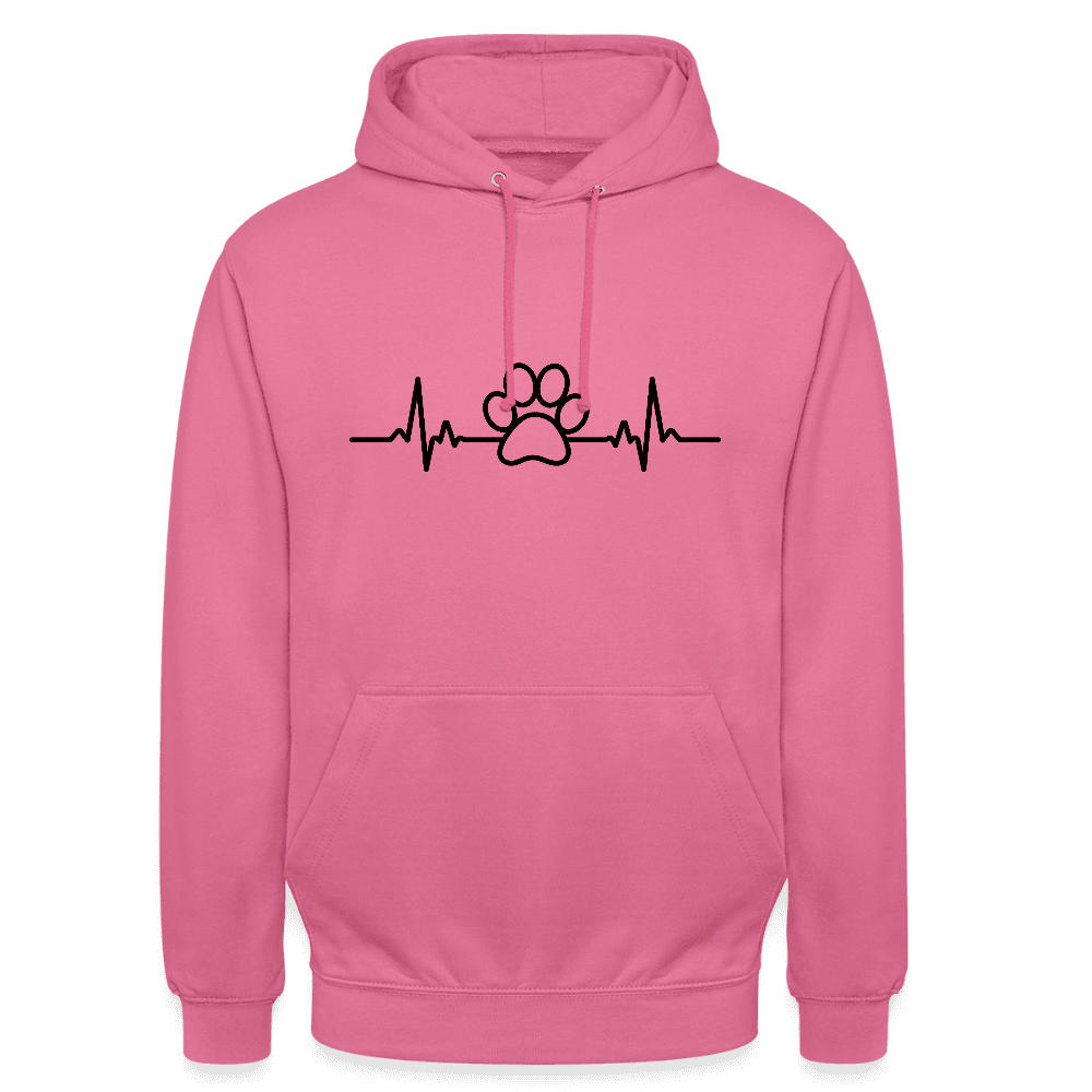 happy-prints.eu - Personalisierter Unisex Hoodie mit Hundepfote und Herzlinie - Heartbeat für Männer und Frauen - in vielen Farben und Größen