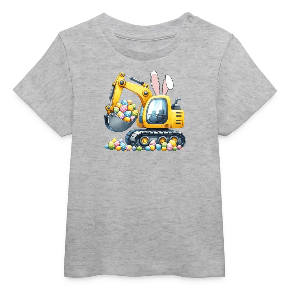 happy-prints.eu - Baby Bio-T-Shirt mit Bagger, Ostereier und Osterhasen Ohren - Jungen Shirt für Ostern - Motiv, Text, Farbe und Produkt einfach änderbar