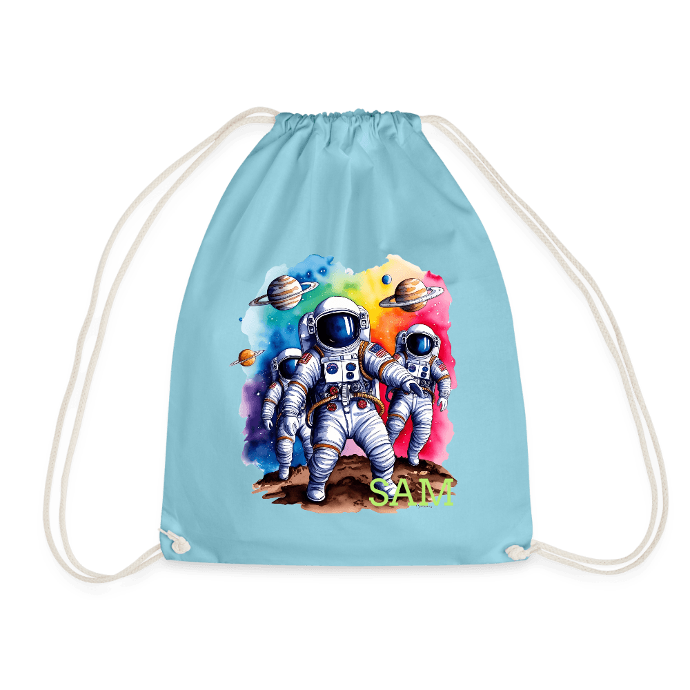 happy-prints.eu - Personalisierter Turnbeutel mit Astronauten und Name - Weltall Beutel für Kinder und Erwachsene - Text und Motiv easy änderbar