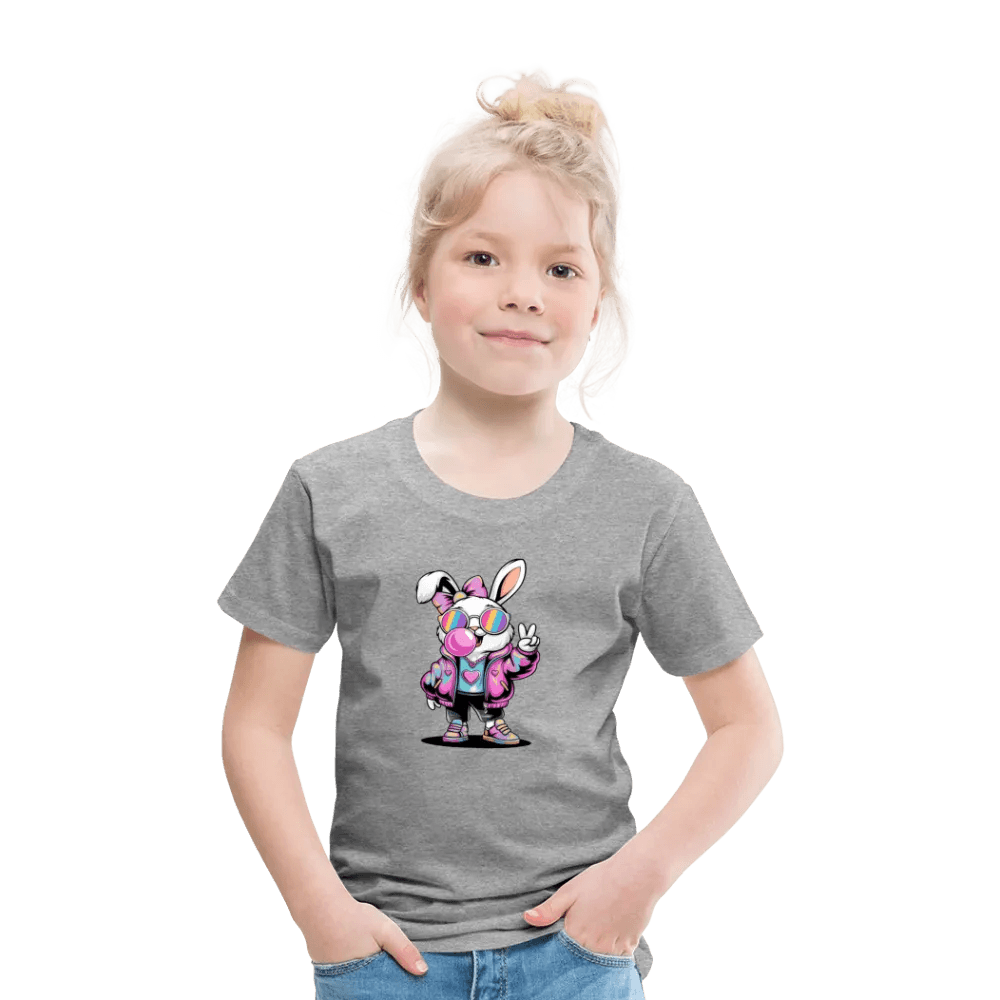 happy-prints.eu - Personalisiertes Frohe Ostern Kinder T-Shirt mit Osterhase mit Sonnenbrille, Masche und Kaugummi - niedlicher Mädchen Bunny - Motiv, Produkt, Text und eigene Bilder easy anpassbar - in vielen Farben und Größen (bis Größe 140 bzw. 8 Jahre)