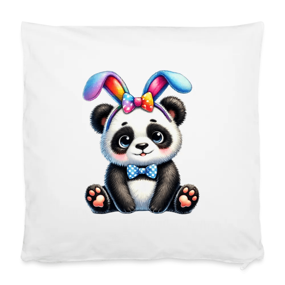 happy-prints.eu - Personalisierter Kissenbezug mit niedlichem Pandabär Osterhasen in Regenbogen Farben - süßes Motiv für Ostern - anpassbares Bild, Motiv und Text - 40 x 40 cm - 100% Baumwolle - individualisierbare Osterdekoration