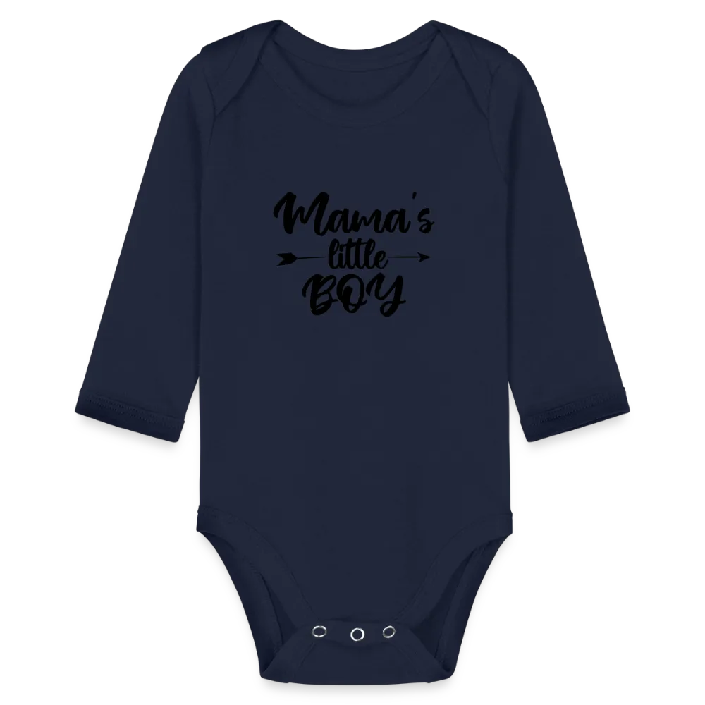 Personalisierter Jungen Baby Bio-Langarm-Body mit Spruch "Mamas little Boy" - 100% Bio Baumwolle - bis Größe 80 bzw. 12 Monate - in vielen Farben und Größen - Bild, Motiv und Text sind individualisierbar -
