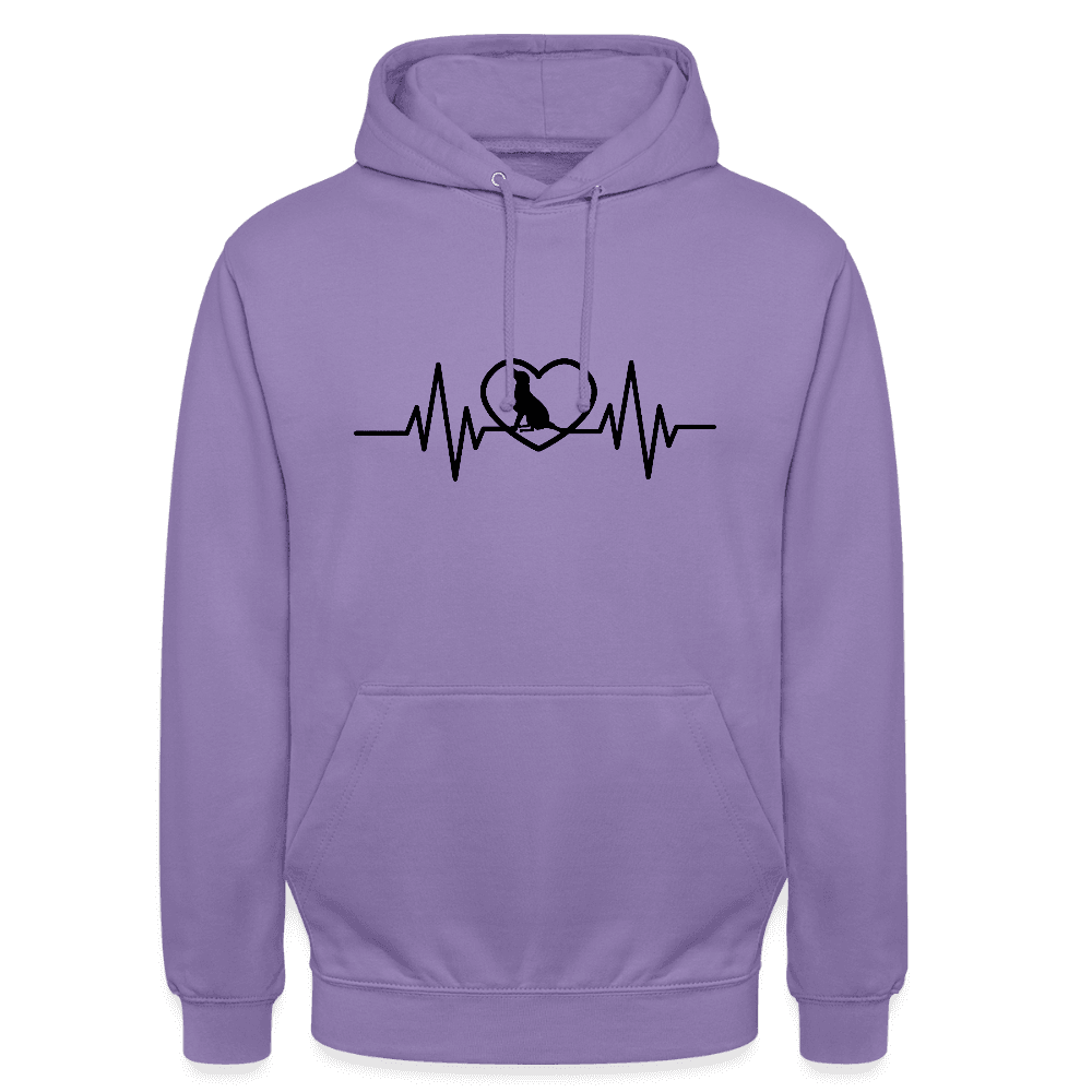 happy-prints.eu - Personalisierbarer Unisex Hoodie mit Herzlinie und Hund in Herz - viele Größen und Farben für Männer und Frauen