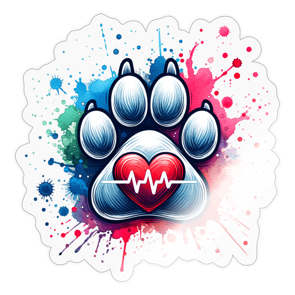 happy-prints.eu - Personalisierter Sticker mit Hundepfote, Herz und Herschlaglinie - Heartbeat für Hundefreunde - Motiv leicht anpassbar