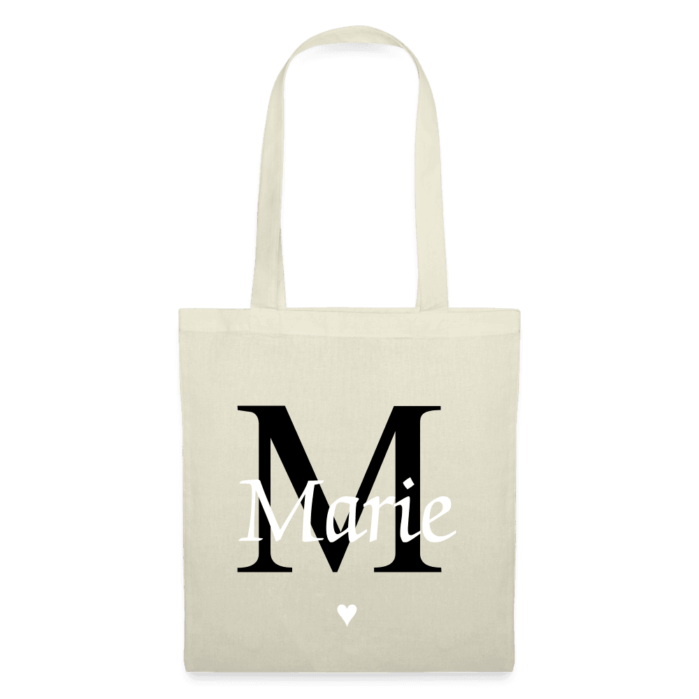 happy-prints.eu - Personalisierte Jute Stofftasche mit Initiale und Name in minimalistischem Design - Produkt, Text und Motiv easy änderbar