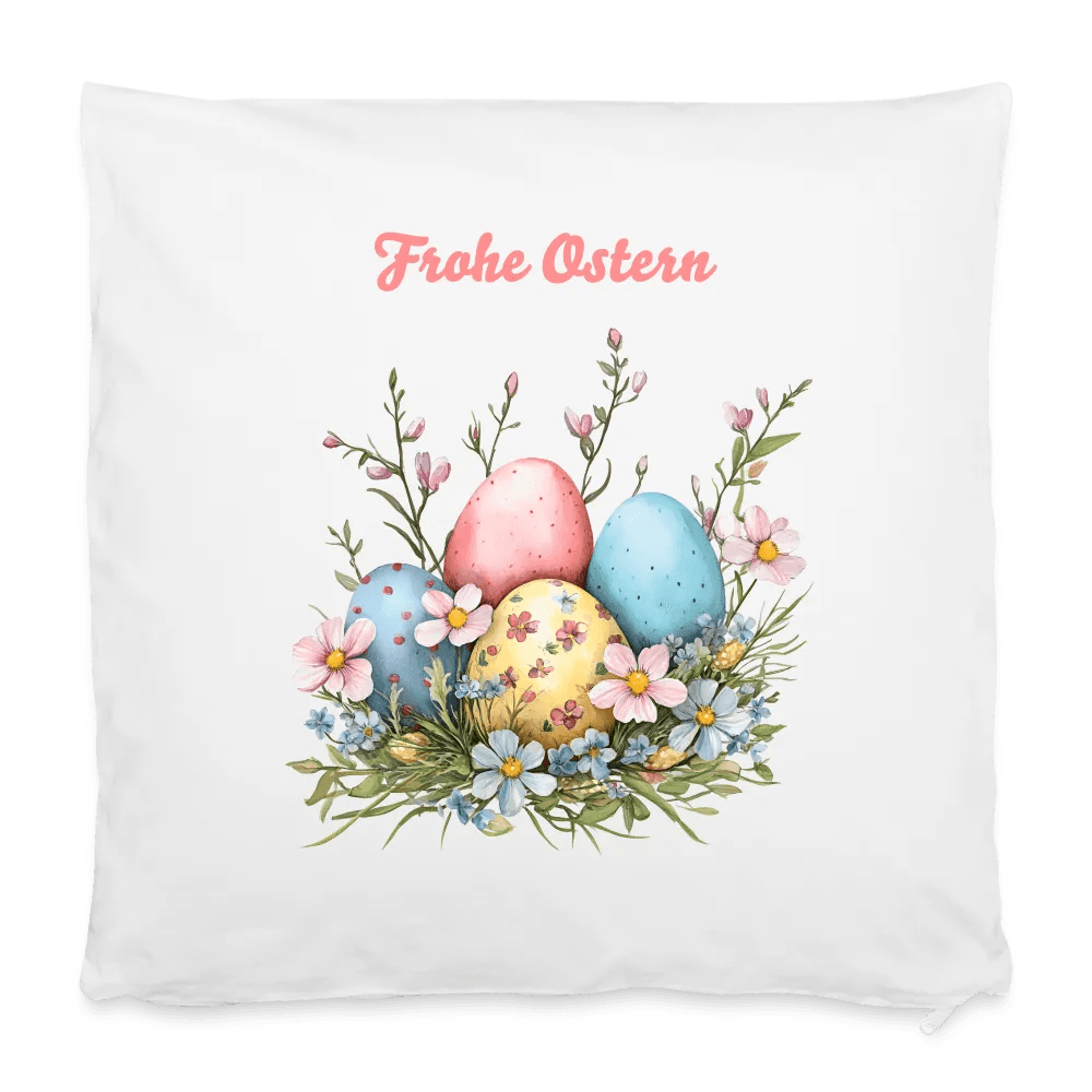 happy-prints.eu - Personalisierter Kissenbezug mit hübsche Ostereier mit Blumen - süßes Motiv für Ostern - anpassbares Bild, Motiv und Text - 40 x 40 cm - 100% Baumwolle - individualisierbare Osterdekoration