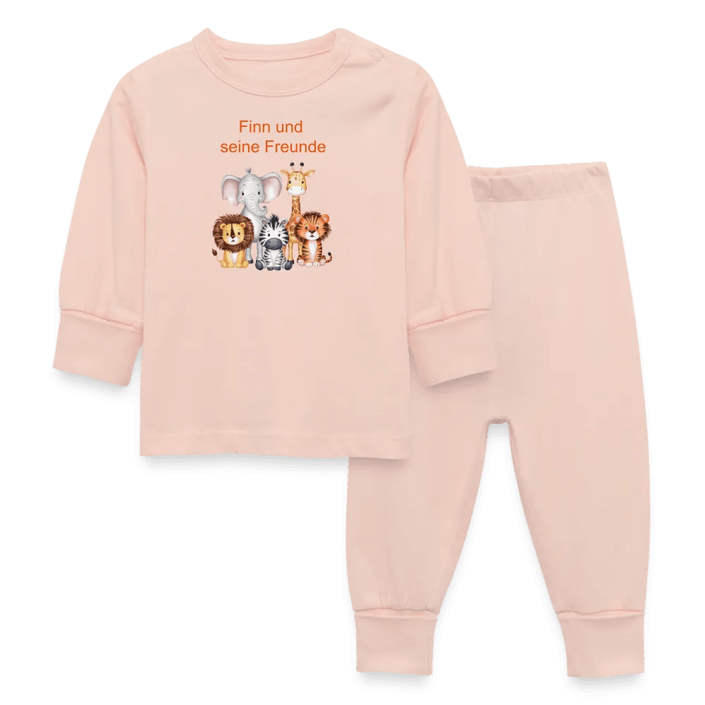 happy-prints.eu - Personalisierter Baby Schlafanzug mit wilde Tiere - Safari Print für Mädchen und Jungen - Name und Motiv änderbar