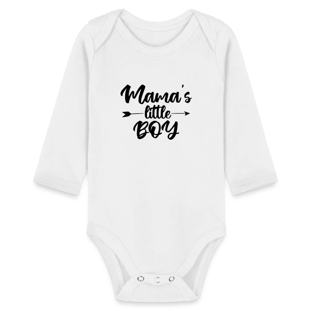 Personalisierter Jungen Baby Bio-Langarm-Body mit Spruch "Mamas little Boy" - 100% Bio Baumwolle - bis Größe 80 bzw. 12 Monate - in vielen Farben und Größen - Bild, Motiv und Text sind individualisierbar -