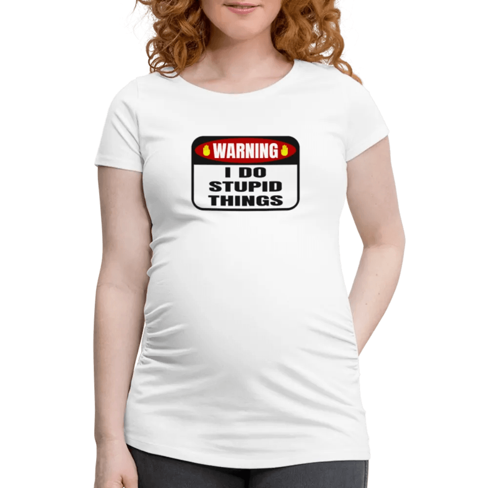 happy-prints.eu - Personalisiertes weißes Schwangerschafts-T-Shirt für Frauen mit lustigem Spruch - Print Shirts für werdende Mama - Motiv und Text individualisierbar - auch in großen Größen für jede Mutter