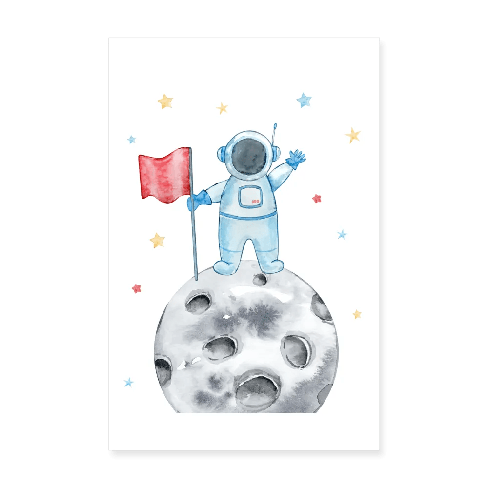 happy-prints.eu - Personalisiertes Poster mit Mann auf dem Mond für Jungen - für 3-er Set - 20x30 cm - Motiv, Bild, Text und Produkt einfach adaptierbar