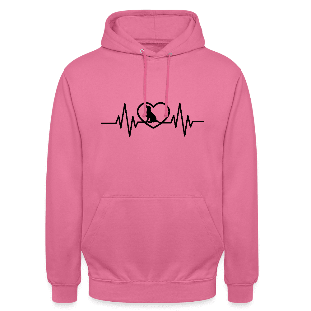 happy-prints.eu - Personalisierbarer Unisex Hoodie mit Herzlinie und Hund in Herz - viele Größen und Farben für Männer und Frauen