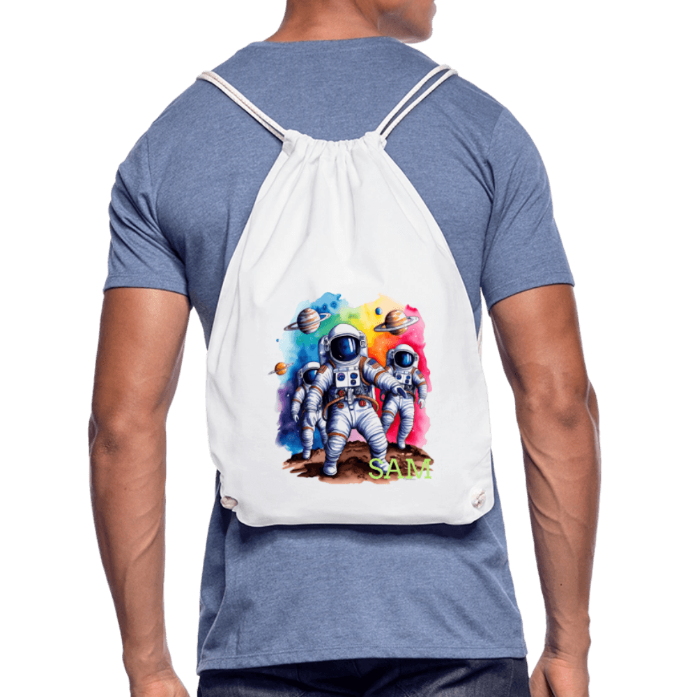 happy-prints.eu - Personalisierter Turnbeutel mit Astronauten und Name - Weltall Beutel für Kinder und Erwachsene - Text und Motiv easy änderbar