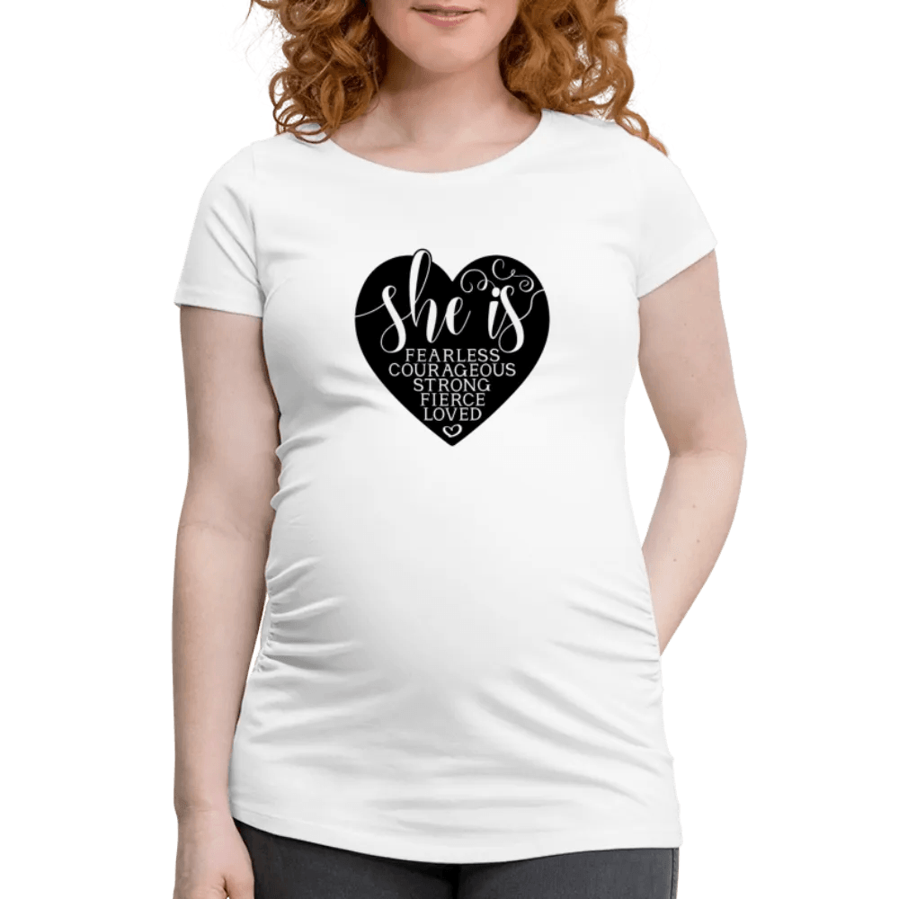 happy-prints.eu - Personalisiertes weißes Schwangerschafts-T-Shirt für Frauen mit Spruch - Print Shirts für werdende Mama - Motiv und Text individualisierbar - auch in großen Größen für jede Mutter