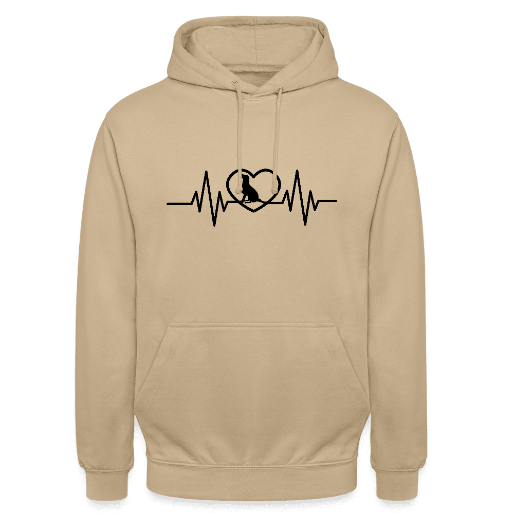 happy-prints.eu - Personalisierbarer Unisex Hoodie mit Herzlinie und Hund in Herz - viele Größen und Farben für Männer und Frauen
