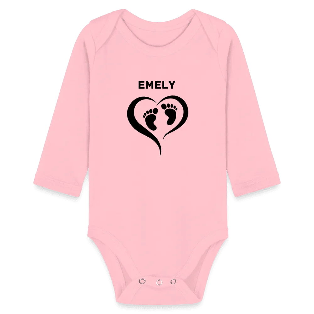happy-prints.eu - Personalisierter Unisex Baby Bio-Langarm-Body mit änderbarem Namen - 100% Bio Baumwolle - bis Größe 80 bzw. 12 Monate - in vielen Farben und Größen - Bild, Motiv und Text sind individualisierbar