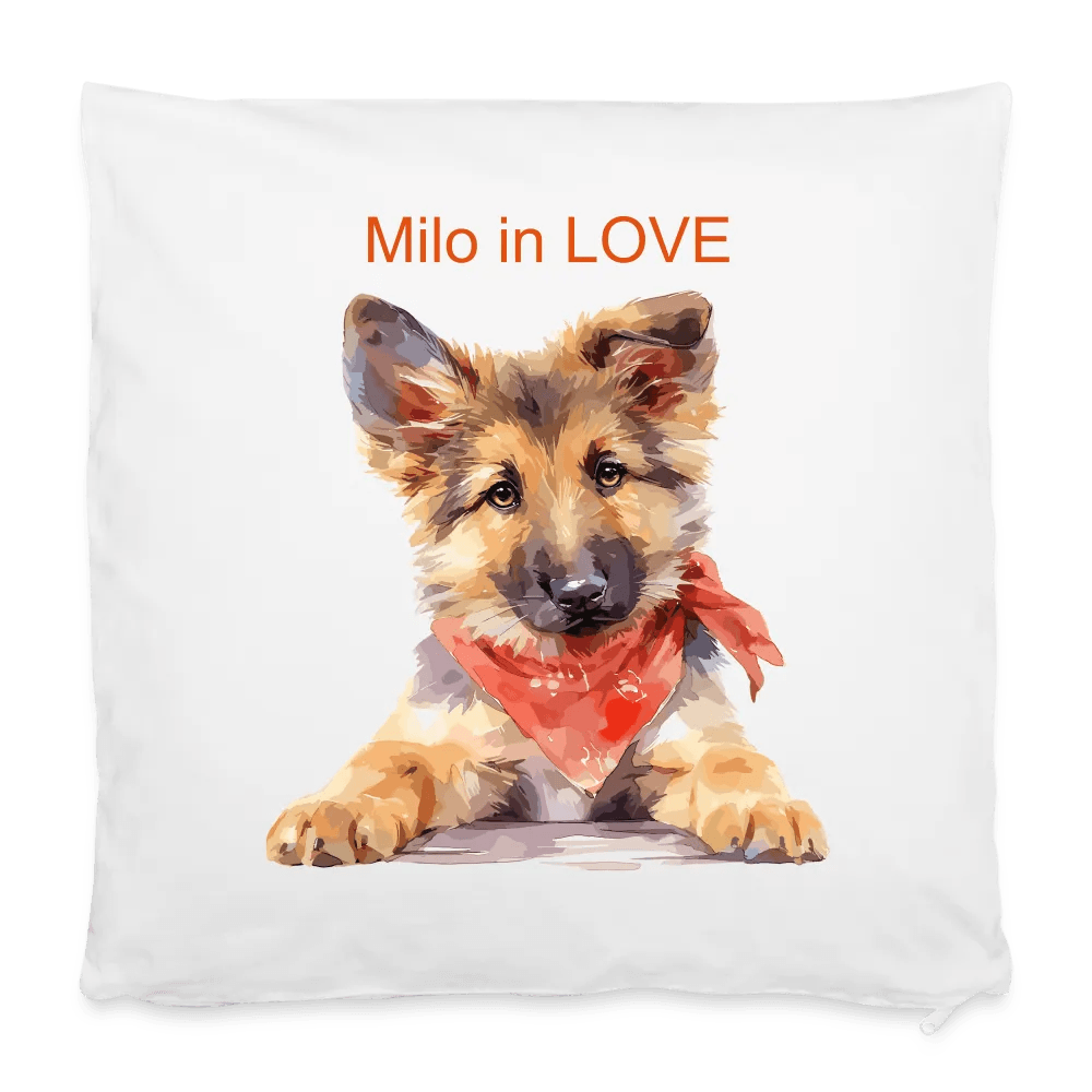 happy-prints.eu - Personalisierter Kissenbezug mit niedlichem Hund - anpassbares Bild, Motiv und Text - 40 x 40 cm - 100% Baumwolle