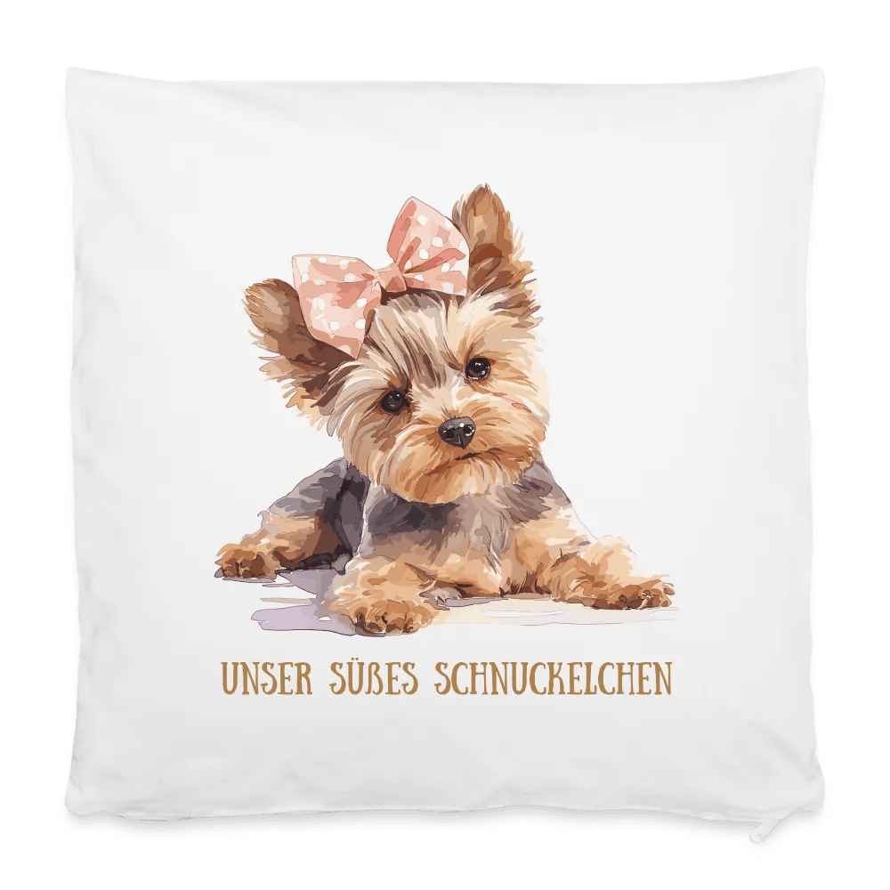 happy-prints.eu - Personalisierter Kissenbezug mit niedlichem Hund - anpassbares Bild, Motiv und Text - 40 x 40 cm - 100% Baumwolle