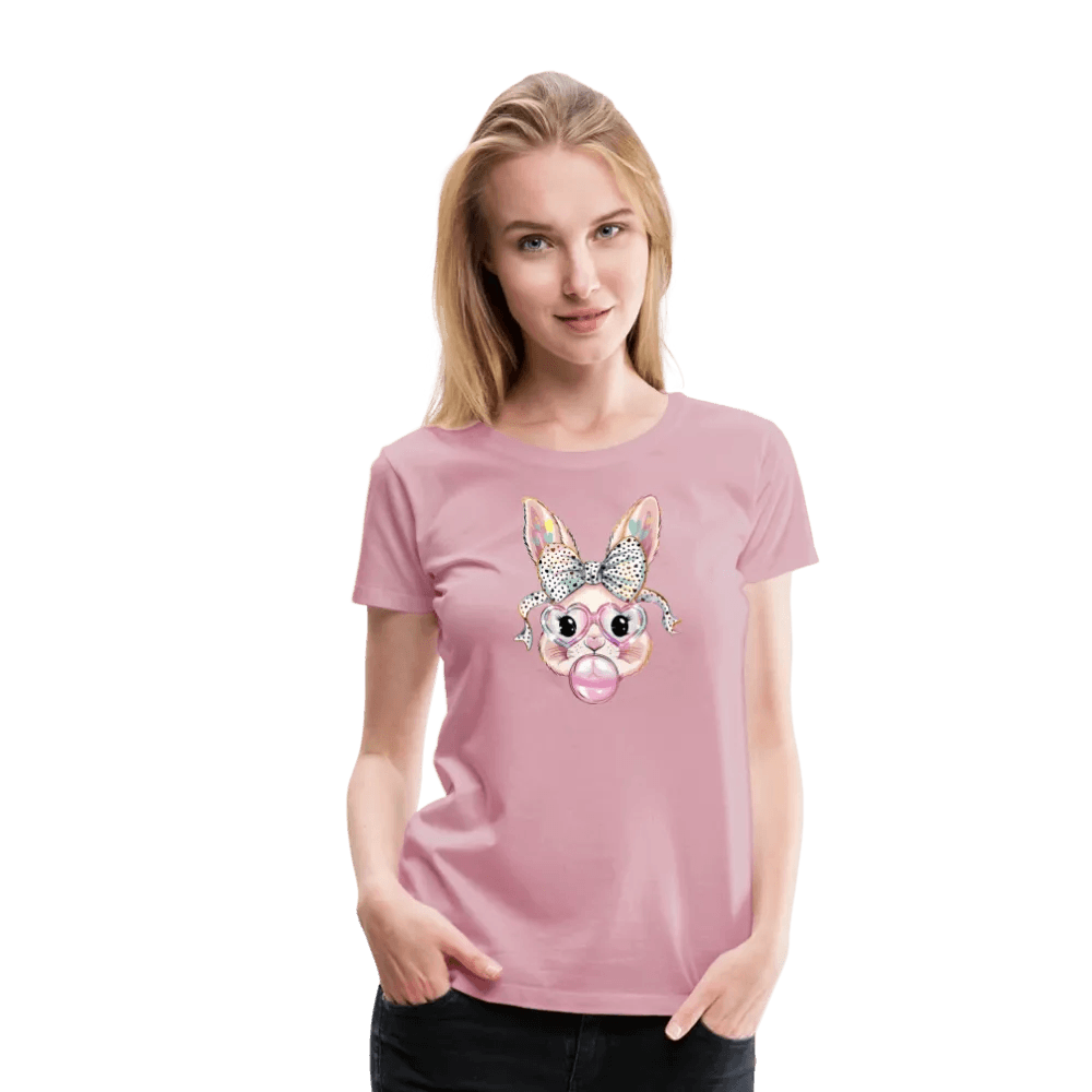 happy-prints.eu - Personalisierbares Frauen T-Shirt für Ostern - Frohe Ostern Shirt mit Osterhase, Masche, Brille und Kaugummi - Motiv, Text, Produkt und Bild leicht anpassbar - auch in großen Größen (bis 3XL) und vielen Farben