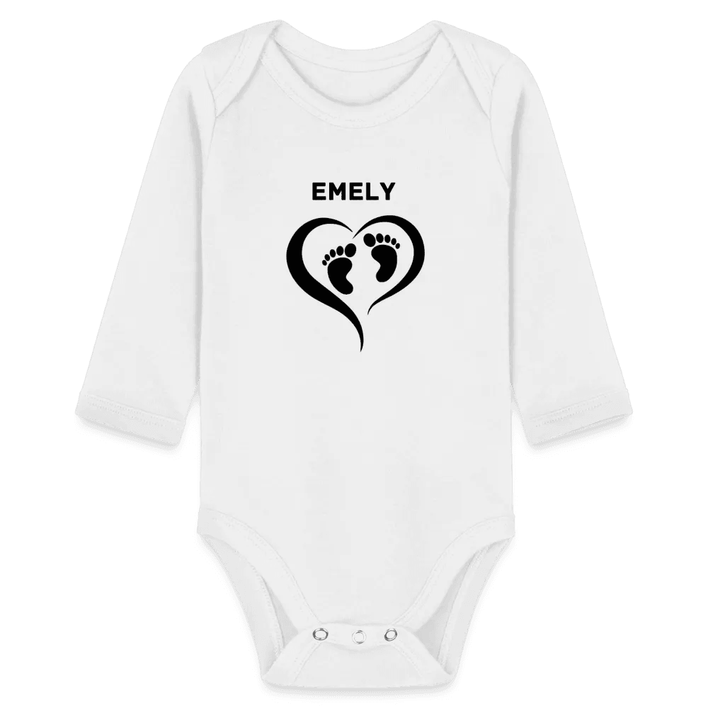 happy-prints.eu - Personalisierter Unisex Baby Bio-Langarm-Body mit änderbarem Namen - 100% Bio Baumwolle - bis Größe 80 bzw. 12 Monate - in vielen Farben und Größen - Bild, Motiv und Text sind individualisierbar