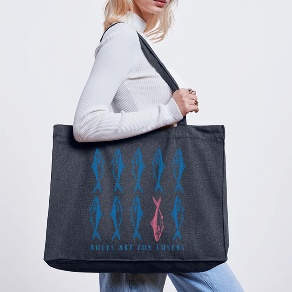 Moderner recycelter Shopping Bag mit coolem Sommer Motiv - Text, Bild und Produkt ganz easy änderbar - midnight Blue
