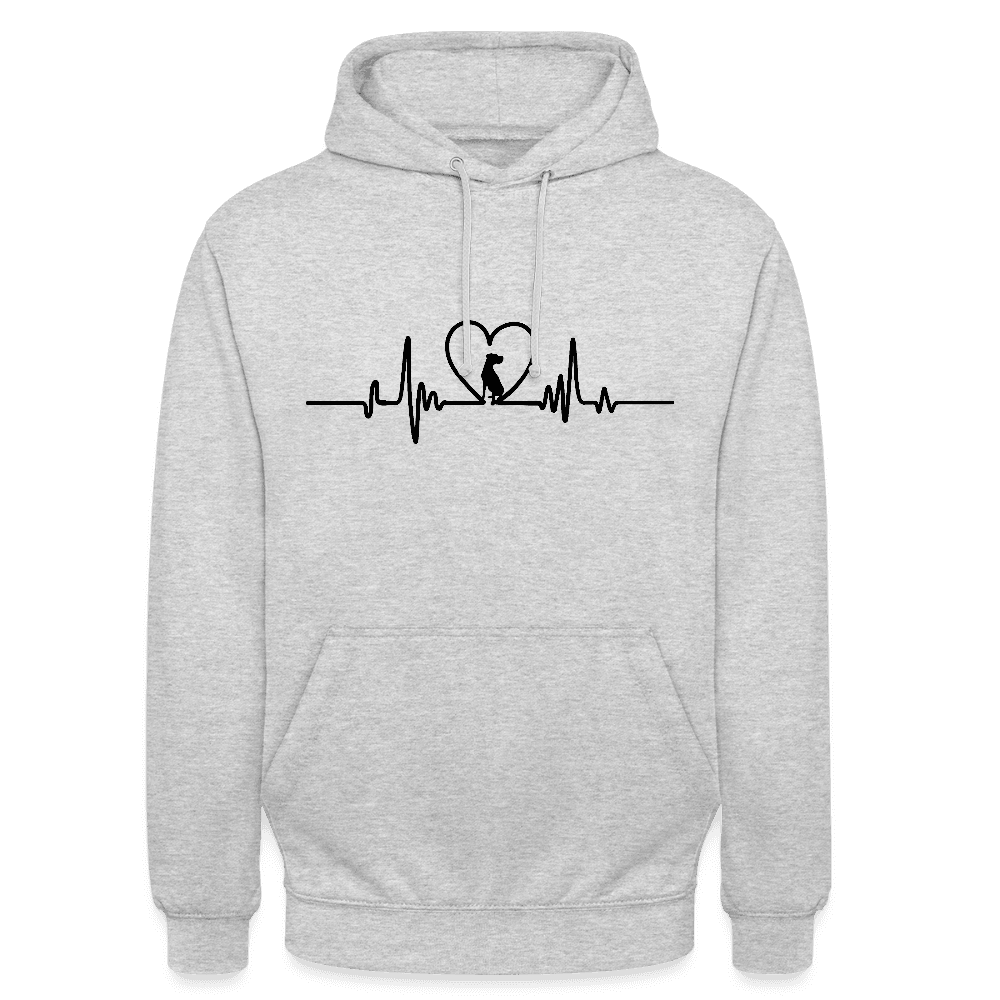 happy-prints.eu - Personalisierter Unisex Hoodie mit Hund in Herz auf Herzlinie - Sweater für Frauen und Männer - viele Farben und Größen - Text und Motiv anpassbar