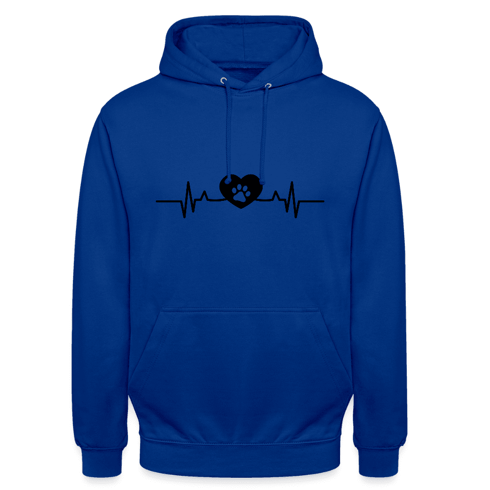 happy-prints.eu - Personalisierter Unisex Hoodie mit Hundepfote in Herz auf Herzschlaglinie - Hearbeat Sweater für Damen und Herren - in vielen Farben und große Größen