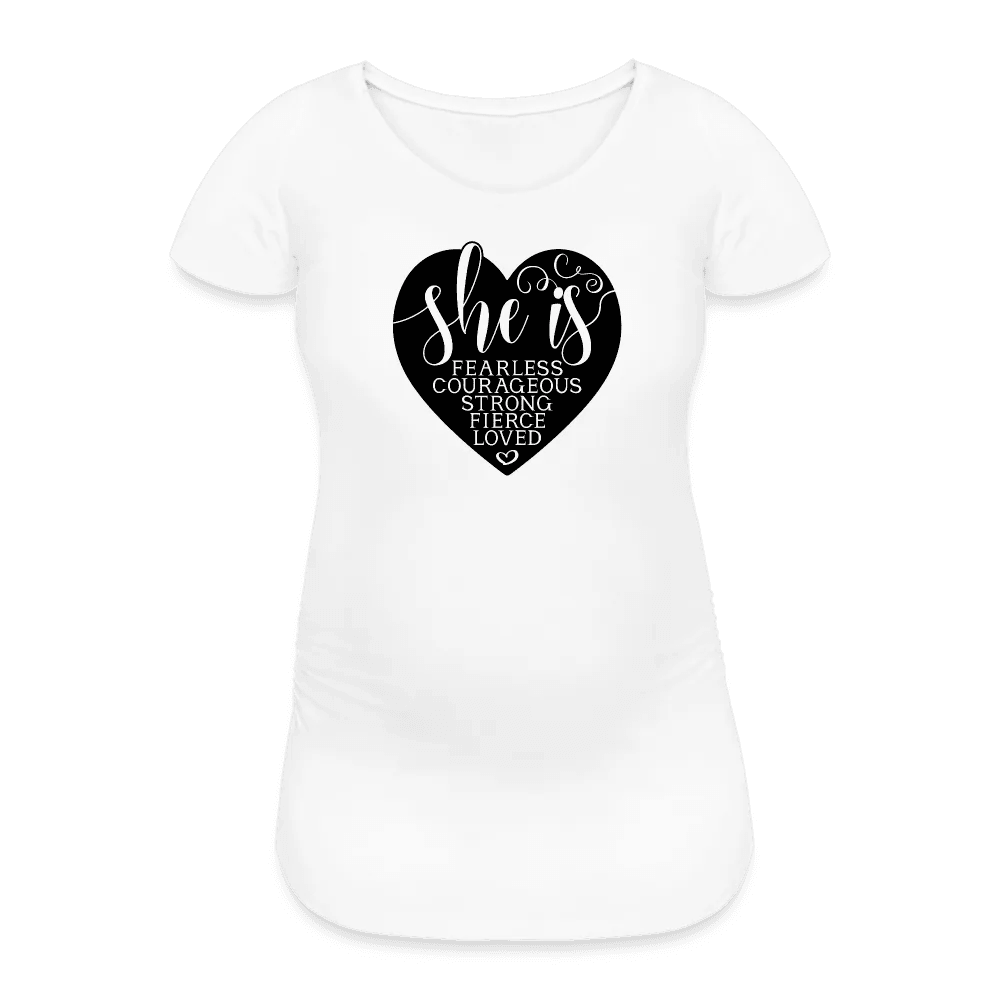 happy-prints.eu - Personalisiertes weißes Schwangerschafts-T-Shirt für Frauen mit Spruch - Print Shirts für werdende Mama - Motiv und Text individualisierbar - auch in großen Größen für jede Mutter