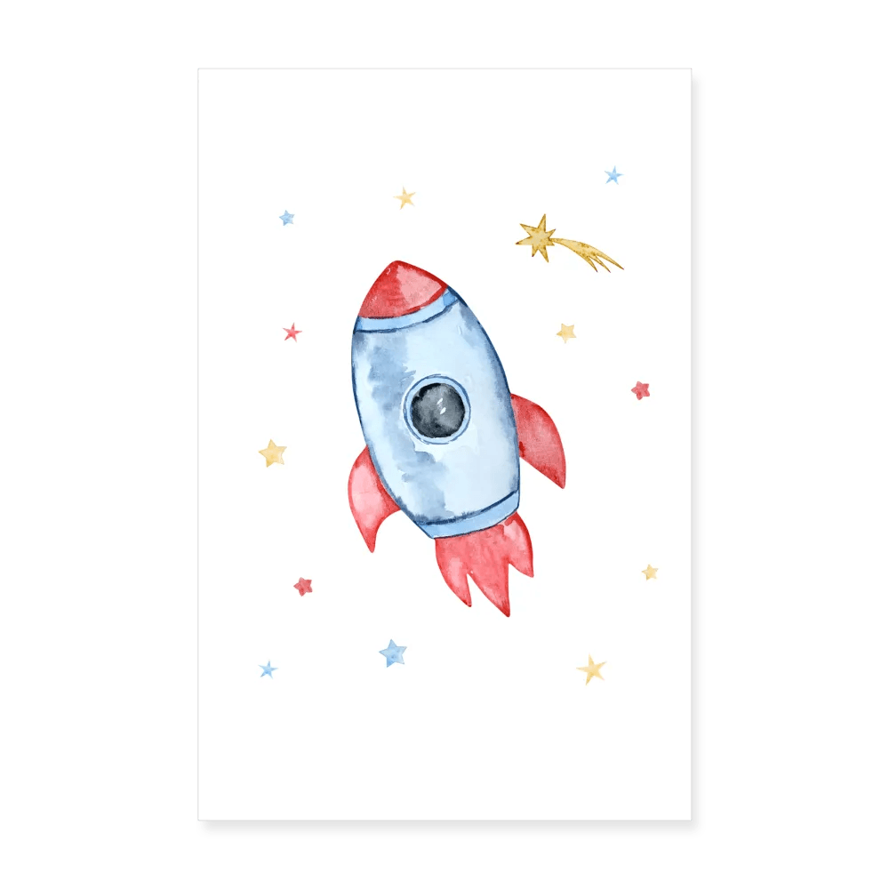 happy-prints.eu - Personalisiertes Poster mit Rakete und Sterne für Jungen - für 3-er Set - 20x30 cm - Motiv, Bild, Text und Produkt einfach adaptierbar