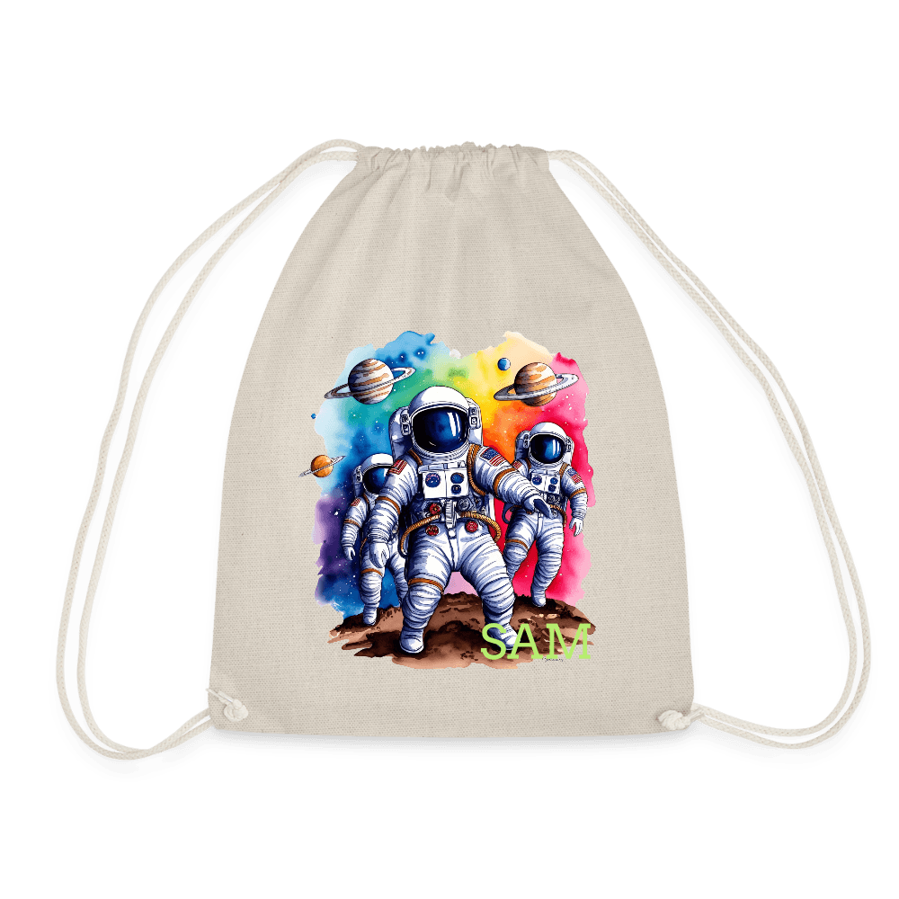 happy-prints.eu - Personalisierter Turnbeutel mit Astronauten und Name - Weltall Beutel für Kinder und Erwachsene - Text und Motiv easy änderbar