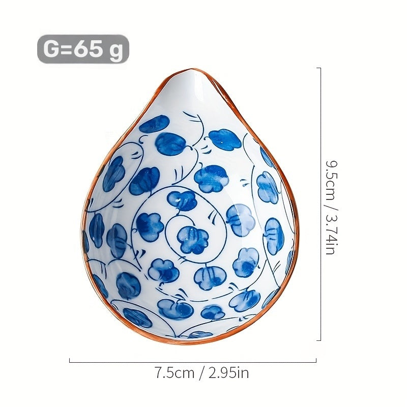 8er-Set Japanische Keramik Gewürzschalen – Mini-Keramikschälchen 9,5×7,5 cm mit Muschel-, Koi-, Blatt- & Blumenmotiv in Weiß/Blau/Goldgelb