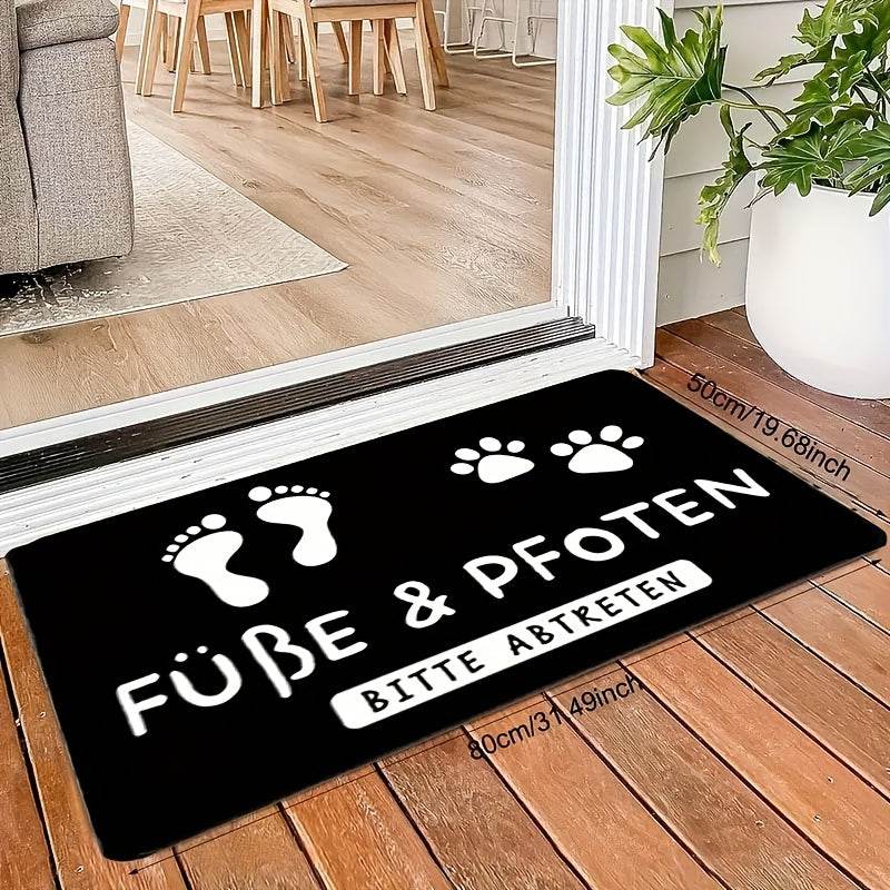 happy-prints.eu - Hübsche Willkommens-Fußmatte mit Pfoten- und Fußabdruck - ein tolles Geschenk für Tierfreunde in drei Größen