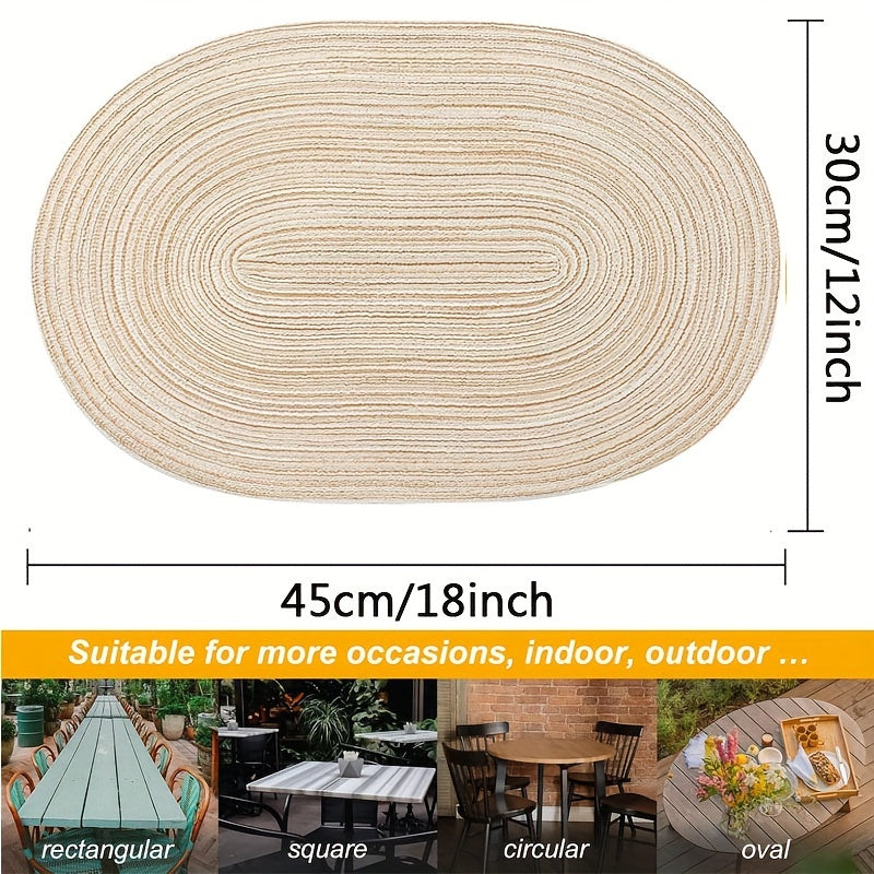 4 oder 6 teiliges Set Boho Platzset / Tischset in beige „Beige Elegance“ – Abwaschbare gewebte Rechteckmatten mit 45×30 cm, Waschbar & Dekorativ, Ideal für Hochzeit, Party & Alltag, 100 % Polyamid