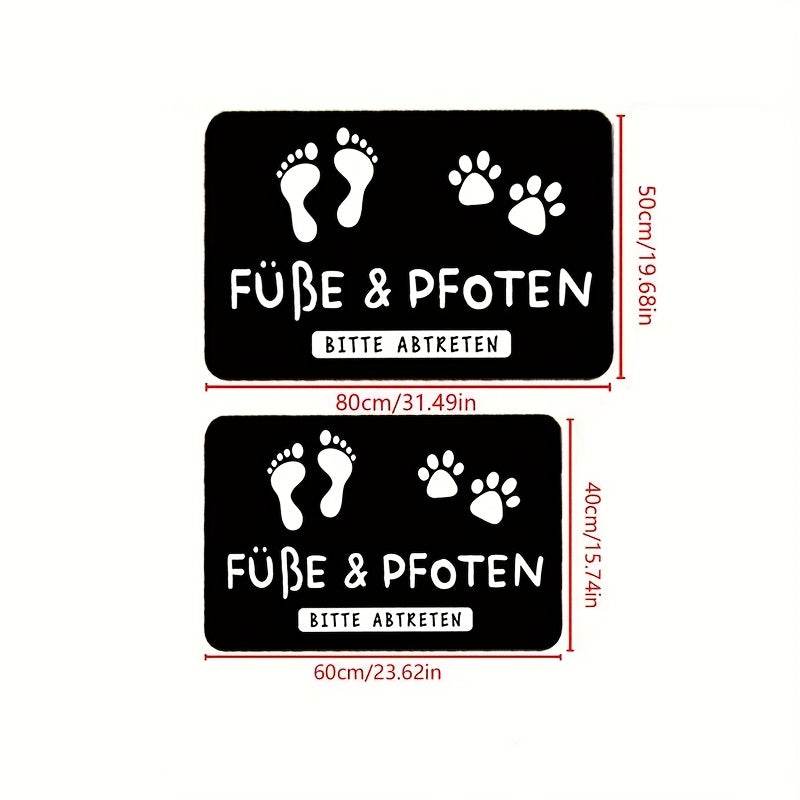 happy-prints.eu - Hübsche Willkommens-Fußmatte mit Pfoten- und Fußabdruck - ein tolles Geschenk für Tierfreunde in drei Größen