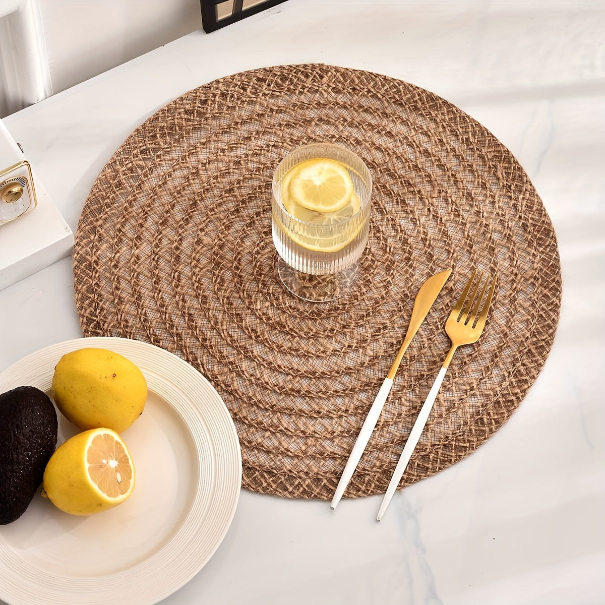 4er-Set wunderschönes Jute Platzset bzw. Tischset – Rutschfeste, Hitzebeständige Unterlage mit Naturstruktur - Ø ca. 38 cm