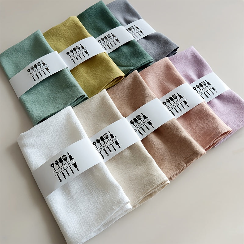 6er-Set Baumwolle-Leinen-Servietten bzw. Tischsets „Pastell Pur“ – Quadratische Stoffe mit 40x40cm in Mintgrün, Beige, Rosa, Grau & Hellbraun, Minimalistisch & Pflegeleicht aus Baumwoll-Leinen